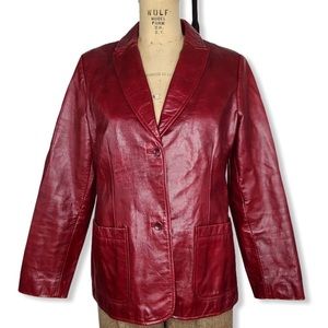 Gap vintage red leather blazer jacket large